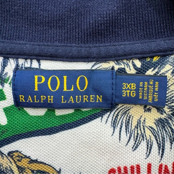 Polo Ralph Lauren mascot multi pattern polo flag mesh custom fit Sz 3XL - Picture 9 of 10